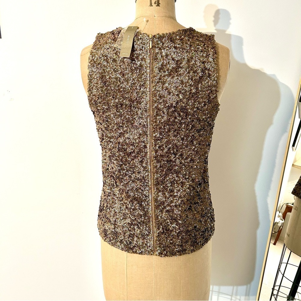 J Crew Collection Shimmering Gold Sequin Sweater Knit Shell Tank Wool Blend NWT - Picture 4 of 14